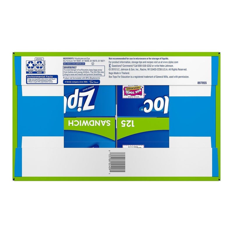 Ziploc Easy Open Tabs Sandwich Bags 125 Count (Pack of 4) - Image 3